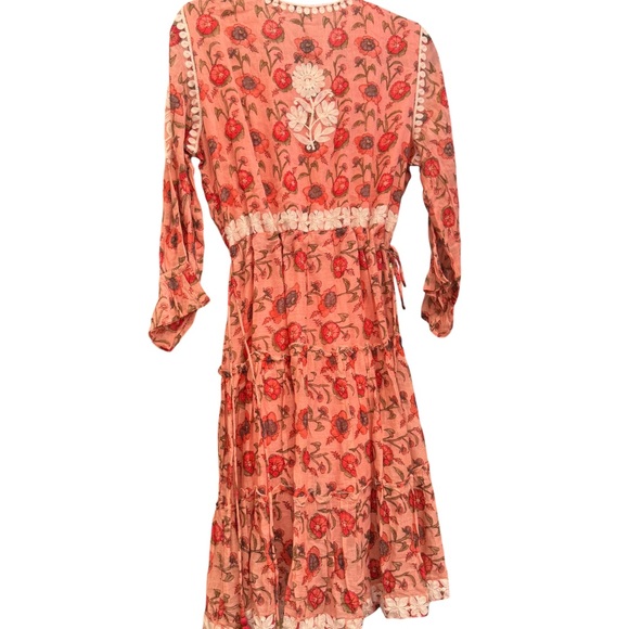 Pink Floral Embroidered Dress with Cream Lace Detail Size XL- cottagecore - Picture 11 of 15